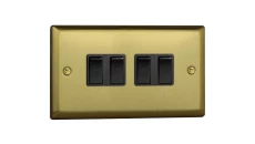 Łącznik uniwersalny schodowy poczwórny 10A 230V klawiszowy 91x150x25mm - kolor złoto szlifowane M-E4.1Z