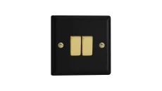Łącznik uniwersalny schodowy podwójny 10A 230V klawiszowy - kolor czarny mat V-E2SBM