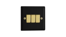 Łącznik uniwersalny schodowy potrójny 10A 230V klawiszowy - kolor czarny mat V-E3SBM