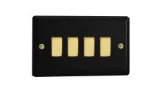 Łącznik uniwersalny schodowy poczwórny 10A 230V klawiszowy - kolor czarny mat V-E4.1BM