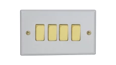 Łącznik uniwersalny schodowy poczwórny 10A 230V klawiszowy - kolor biały mat V-E4.1WM