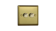 Ściemniacz podwójny przyciskowo-obrotowy do LED 2x120W (leading / trailing edge) 91x91mm kolor złoto szlifowane M-PRO-2X120-LED-