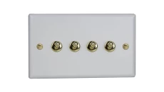 Łącznik uniwersalny schodowy poczwórny 10A 230V dźwigniowy - kolor biały mat V-ET4.1WM