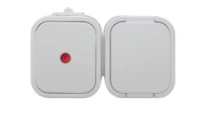 B2 Gniazdo pojedyncze n/t 2p+Z bryzgoodp. + Łącznik podświetlany IP54 biały 00060278