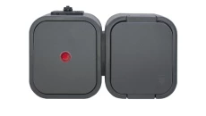 B2 Gniazdo pojedyncze n/t 2p+Z bryzgoodp. + Łącznik podświetlany IP54 szary 000060278