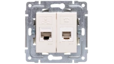 DANTE Gniazdo teleinformatyczne RJ45 kat.5e nieekranowane + RJ11 krem 450369