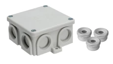 Puszka natynkowa, materiał-bakelit, kolor RAL7035, IP54, 500V, 7 wyjść, 3 dławiki WN16 K76/3WN16