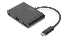 Multi Adapter 1xHDMI 4K 30Hz UHD 1xUSB-C Power Delivery, 1xUSB A na USB 3.1-C czarny DA-70855