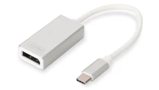 Adapter graficzny DisplayPort 4K 30Hz na USB-C aluminiowy srebrny dł. 20cm DA-70844