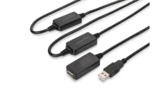 Kabel przedłużający USB 2.0 HighSpeed Typ USB A/USB A M/Ż aktywny czarny 25m DA-73103