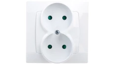 KARO Gniazdo podwójne b/u z przesłonami białe GP-2SP/00