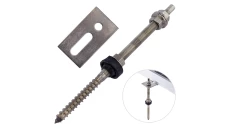 Śruba dwugwintowa M10x200mm nierdzewna A2 z uszczelką EPDM + adapter montażowy 45x80x3mm 55.0034