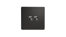 Govena Metal Włącznik uchylny podwójny kolor czarny mat + czarne irydium 10A 230V dźwigniowy