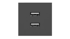 NOEN USB x 2, podwójny port modułowy 45x45mm z ładowarką USB, 2,1A 5V DC, czarny,OR-GM-9010/B/USBX2