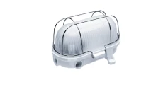 Oprawa kanałowa OVAL-7063NB, E27, 100W, biała-bakelit, klosz matowy-szkło, IP54, siatka metalowa A1230-M