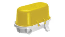 Oprawa kanałowa OVAL-7040B/K, E27, 40W, biała-bakelit, klosz żółty-polipropylen, IP54, oprawa sygnalizacyjna A1170-P3