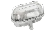 Oprawa kanałowa OVAL-7063T, E27, 100W, biała-polipropylen, klosz przeźroczysty-szkło, IP44, siatka metalowa A1210