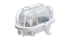 Oprawa kanałowa OVAL-7040T/P, E27, 60W, biała-polipropylen, klosz przeźroczysty-szkło, IP54, siatka plastikowa A1110