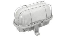 Oprawa kanałowa OVAL-7063T, E27, 100W, biała-polipropylen, klosz matowy-szkło, IP44, siatka metalowa A1210-M
