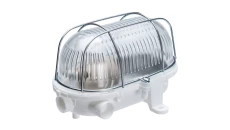 Oprawa kanałowa OVAL-7040T, E27, 60W, biała-polipropylen, klosz przeźroczysty-szkło, IP54, siatka metalowa A1120