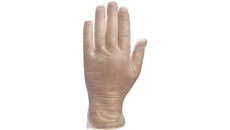 Rękawice z winylu pudrowane op. 100 szt. aql 15 kolor naturalny rozmiar 6/7 MAIN V1371**06