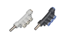 Rozdzielacz wtykowy T wielosegmentowy fi 6mm 3x4, tworzywo sztuczne/mosiądz niklowany, 224.006-4