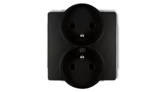 DECO Gniazdo podwójne z/u czarny mat 12DGPR-2zp