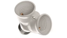 Rozgałeźnik adapter żarówki E27/2xE27 biały