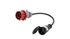 Adapter siłowy wtyk 16A 5P / gniazdo 2P+Z 16A 230V IP44 na kablu OW 3x1,5mm2 0,5m