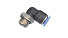 Złączka wtykowa kątowa niska z tworzywa sztucznego do węża 16, G1/2z, 125N.012-16