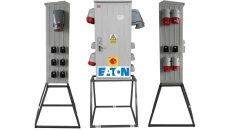 Rozdzielnica elektryczna budowlana na stojaku (8x2P+Z, 2x16A/5P, 2x32A/5P, 1x63A/5P) + rozłącznik, RB40x80-K160-01228Z-P0-R