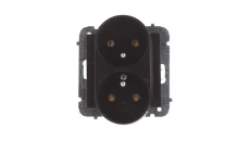 Sentia Gniazdo podwójne z/u 16A czarny połysk 1443-58