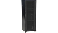 Szafa serwerowa rack 19 cali 27U 600x1000, drzwi szklane, kolor czarny FLAT PACK