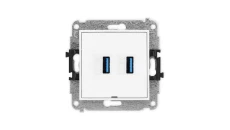 MINI Mechanizm gniazda podwójnego 2xUSB A-A 3.0, bez pola opisowego biały mat 25MGUSBBO-6