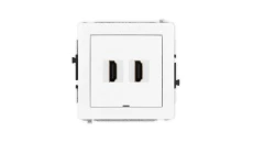 DECO Mechanizm gniazda podwójnego HDMI 2.0, bez pola opisowego, biały mat 25DHDMIBO-4