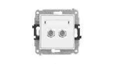 MINI Mechanizm gniazda antenowego podwójnego typu F (SAT) niklowany biały mat 25MGF-2