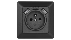 Gniazdo FRENCH z USB 2,1A max. IP20 antracyt EMOS A6000.2