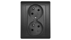 Gniazdo podwójne FRENCH IP20 antracyt EMOS A6001.3