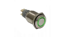 WŁĄCZNIK LED 12V BI SREBRNY + GREEN