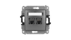 ICON Mechanizm gniazda komputerowego podwójnego 2xRJ45, kat. 8, ekranowane, 8-stykowy grafitowy 11IGK-12