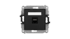 ICON Mechanizm gniazda komputerowego pojedynczego 1xRJ45, kat. 6A, 8-stykowy czarny mat 12IGK-7