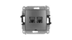 ICON Mechanizm gniazda komputerowego podwójnego 2xRJ45, kat. 8, ekranowane, 8-stykowy, bez pola opisowego grafitowy 11IGKBO-12