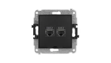 ICON Mechanizm gniazda komputerowego podwójnego 2xRJ45, kat. 7, ekranowane, 8-stykowy, bez pola opisowego czarny mat 12IGKBO-10