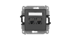 ICON Mechanizm gniazda komputerowego podwójnego 2xRJ45, kat. 8, ekranowane, 8-stykowy grafitowy mat 28IGK-12