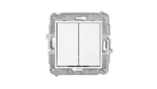 ICON Mechanizm łącznika zwiernego, dwubiegunowego (dwa klawisze bez piktogramów, osobne zasilanie) biały mat 25IWP-44.2