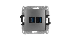 ICON Mechanizm gniazda podwójnego 2xUSB A-A 3.0, bez pola opisowego grafitowy 11IGUSBBO-6