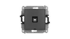 ICON Mechanizm gniazda pojedynczego USB A-B 2.0, bez pola opisowego grafitowy mat 28IGUSBBO-3
