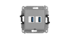 ICON Mechanizm gniazda podwójnego 2xUSB A-A 3.0, bez pola opisowego szary mat 27IGUSBBO-6