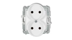 ICON Mechanizm gniazda podwójnego do ramki bez uziemienia 2x2P (bez przesłon torów prądowych) biały mat 25IGPR-2