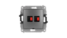 ICON Mechanizm gniazda głośnikowego podwójnego, bez pola opisowego grafitowy 11IGGBO-2